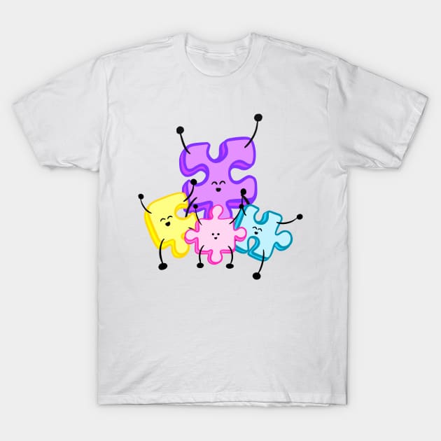 Happy Jigsaw Pieces T-Shirt by Mey Designs